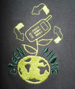 broderie logo green phone