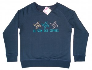 broderie pull col rond