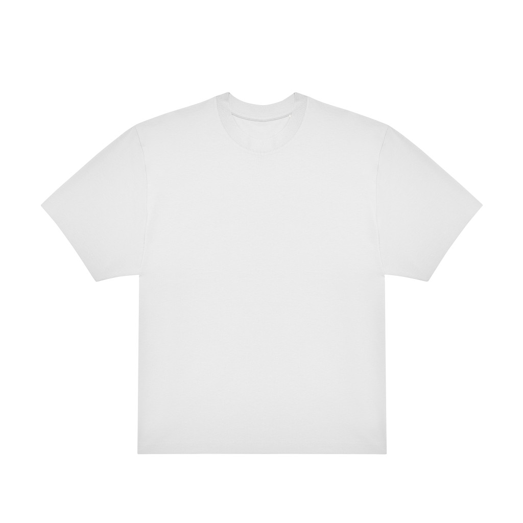 Tee-shirt lourd unisexe E220 en blanc, vu de face sur fond blanc