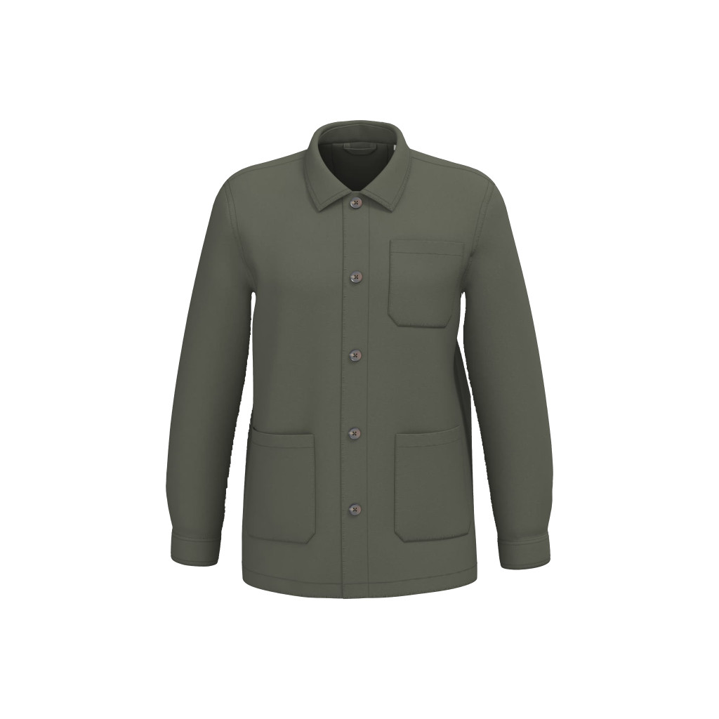 Veste worker écoresponsable délavée homme en Washed Organic Khaki, vue de face