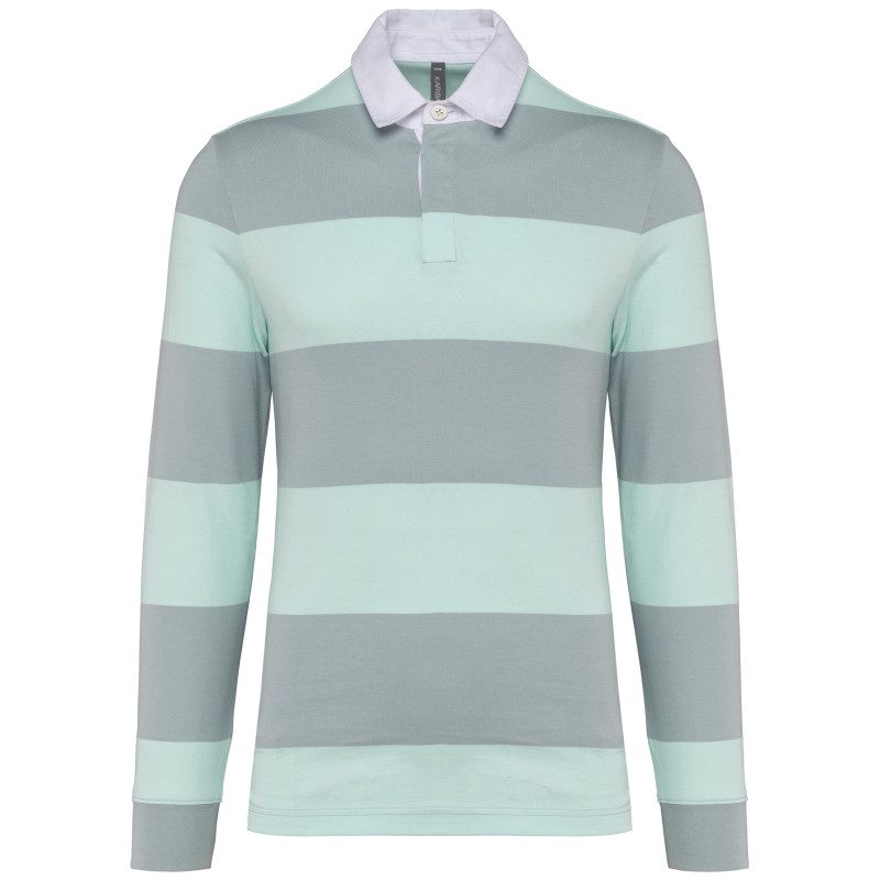 Polo rugby K285 Light Grey / Ice Mint Stripes