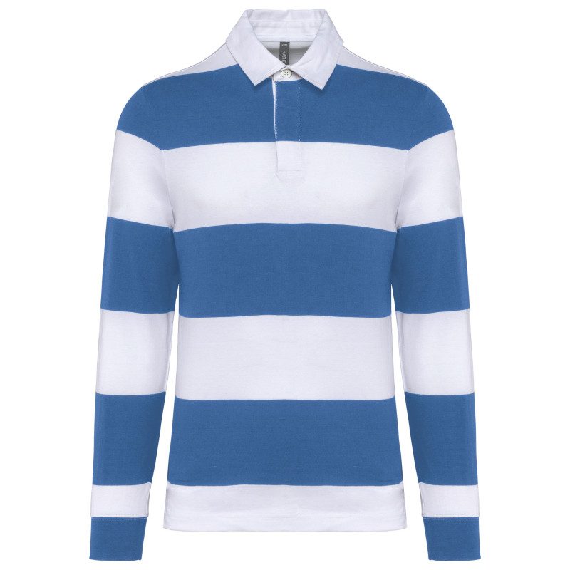 Polo rugby K285 Light Royal Blue / White Stripes