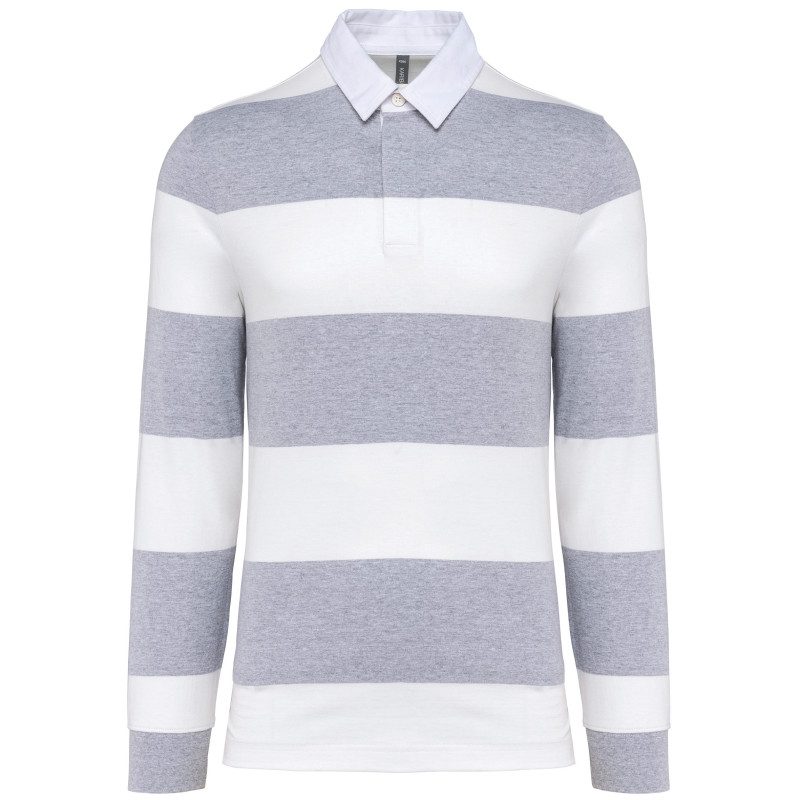 Polo rugby K285 Oxford Grey / White Stripes