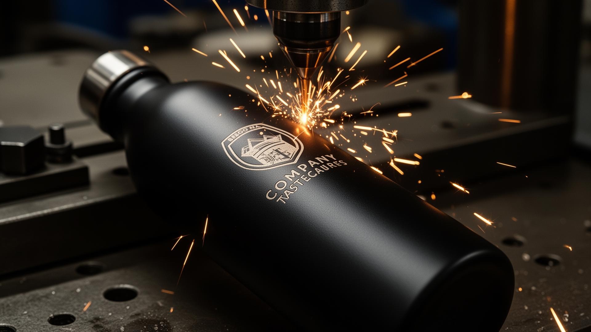 Gravure laser sur gourde en action